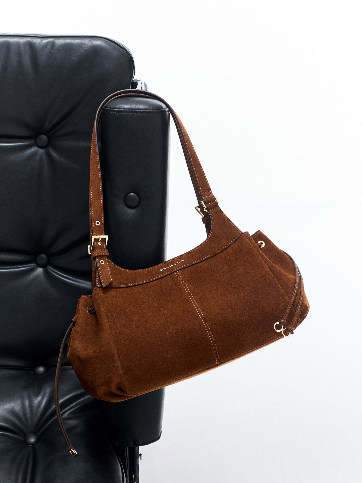 CHARLES & KEITH Top Pick / Lillith Drawstring Tote Bag - Pecan Brown