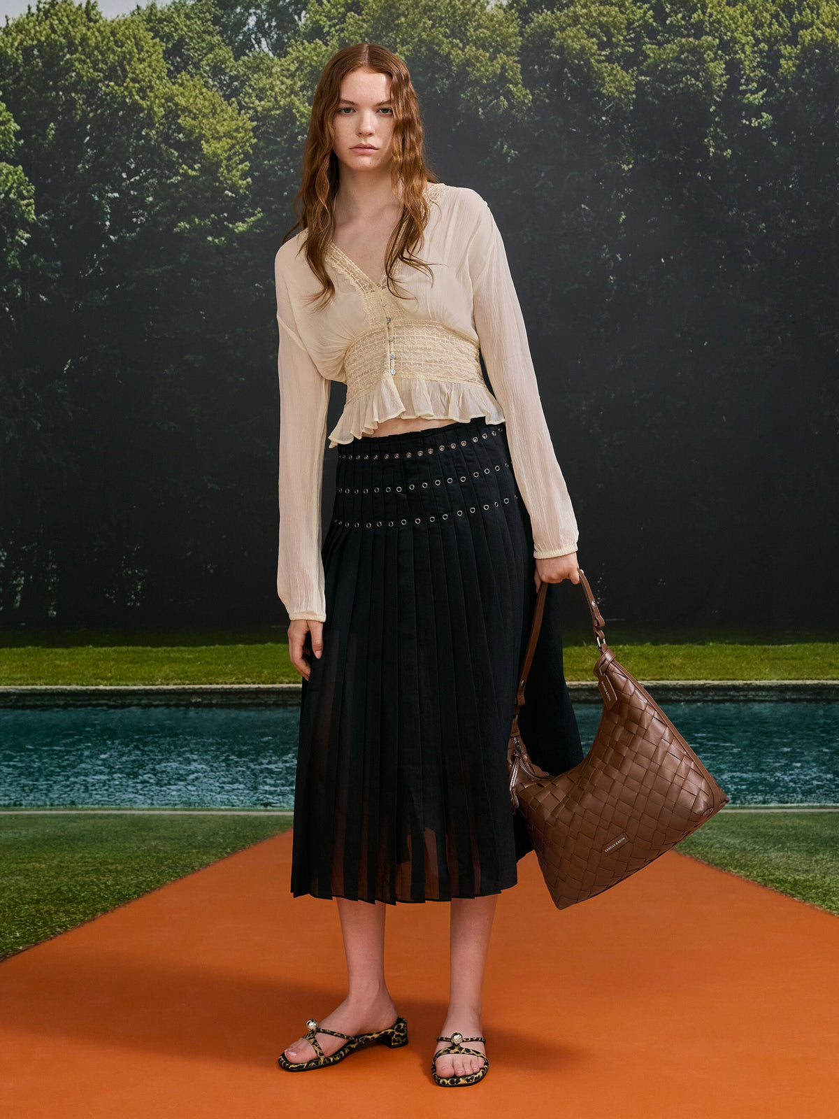 CHARLES & KEITH Hot Sale / Ivette Woven Tassel Hobo Bag - Chocolate