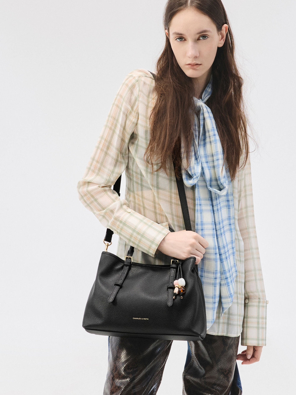 CHARLES & KEITH Deals / Baral Bead-Charm Tote Bag - Black