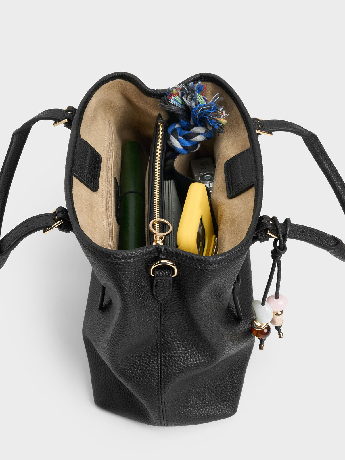 CHARLES & KEITH Deals / Baral Bead-Charm Tote Bag - Black
