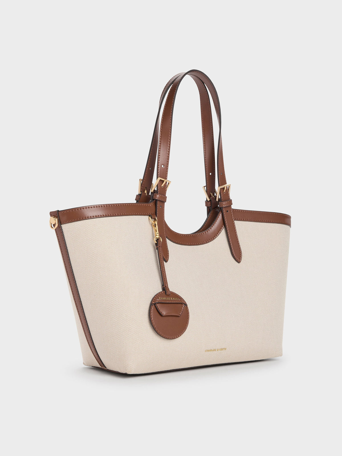 CHARLES & KEITH New / XL Enola Canvas Tote Bag - Chocolate