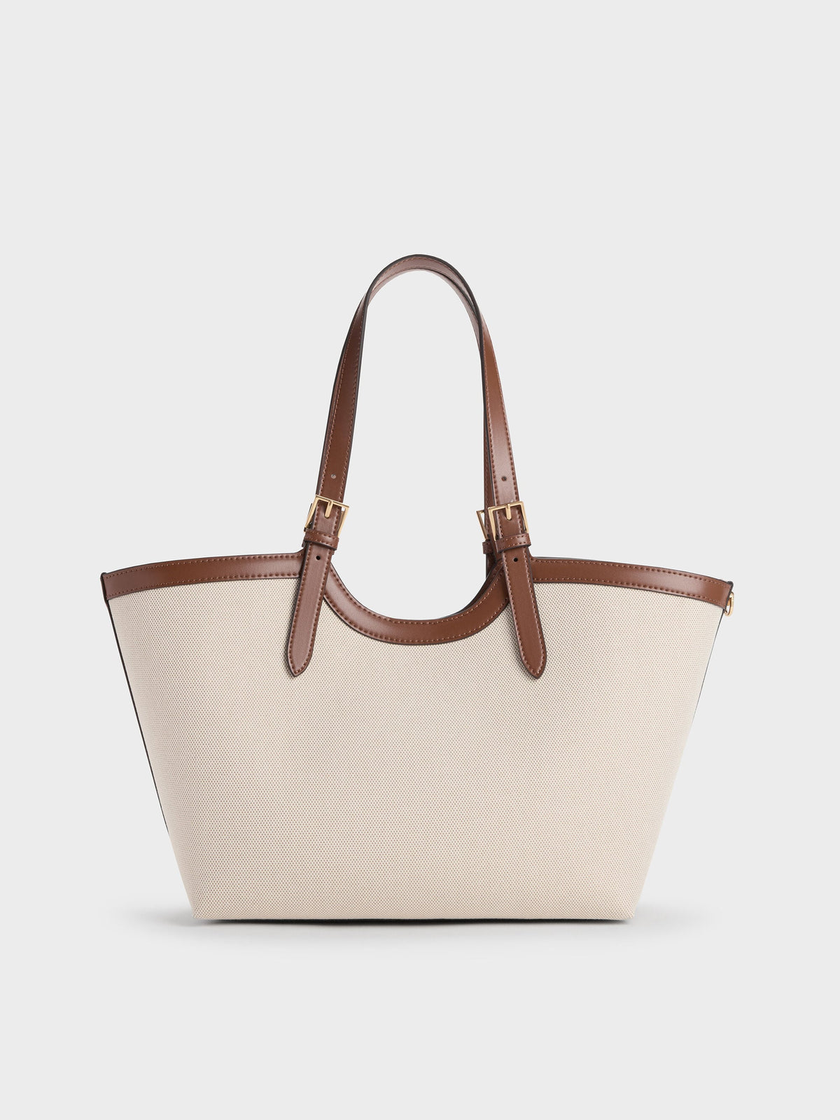 CHARLES & KEITH New / XL Enola Canvas Tote Bag - Chocolate