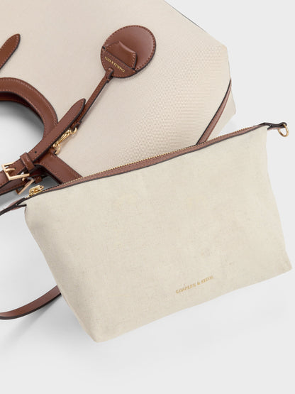 CHARLES & KEITH New / XL Enola Canvas Tote Bag - Chocolate