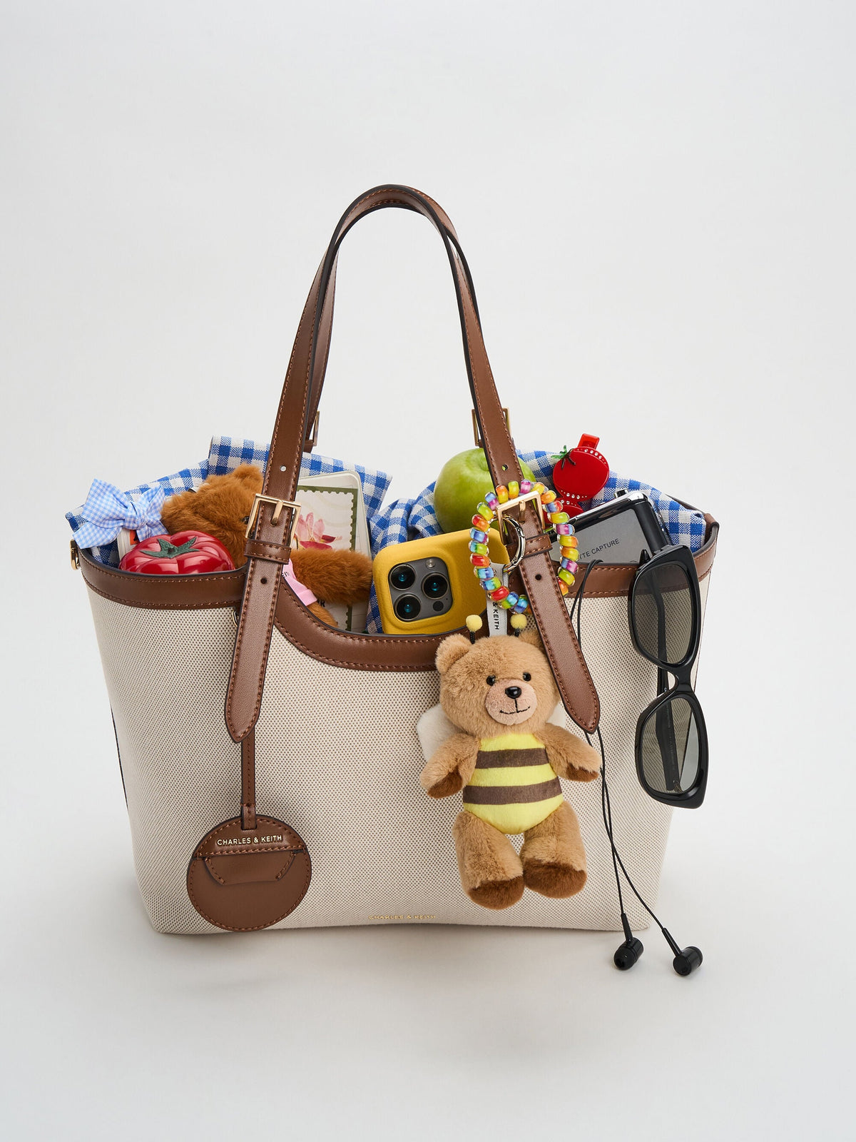 CHARLES & KEITH New / XL Enola Canvas Tote Bag - Chocolate