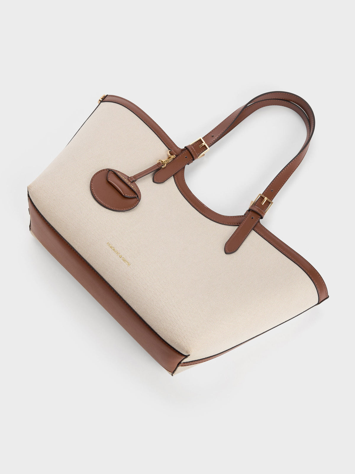 CHARLES & KEITH New / XL Enola Canvas Tote Bag - Chocolate