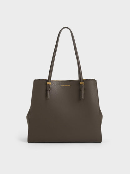CHARLES & KEITH Classic / Sansa Tote Bag - Dark Moss