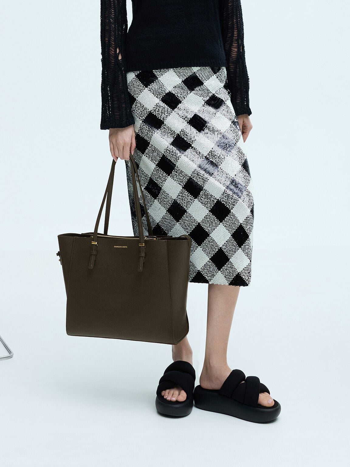 CHARLES & KEITH Classic / Sansa Tote Bag - Dark Moss