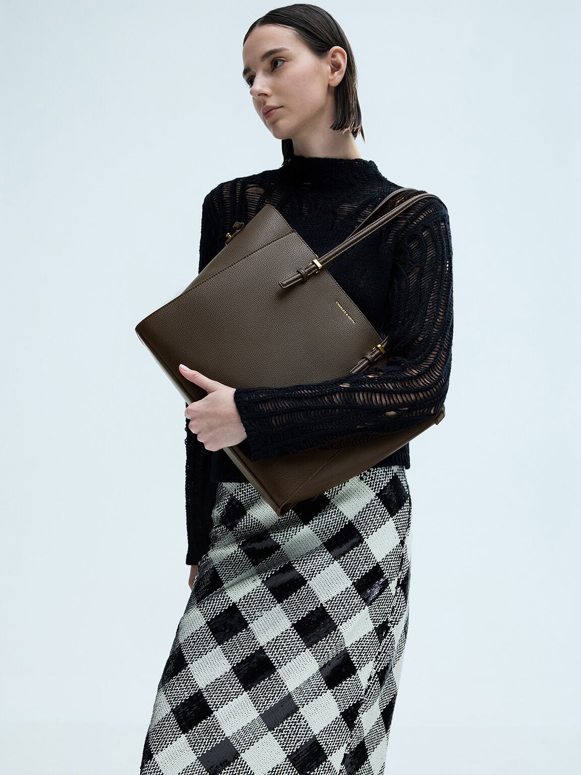 CHARLES & KEITH Classic / Sansa Tote Bag - Dark Moss