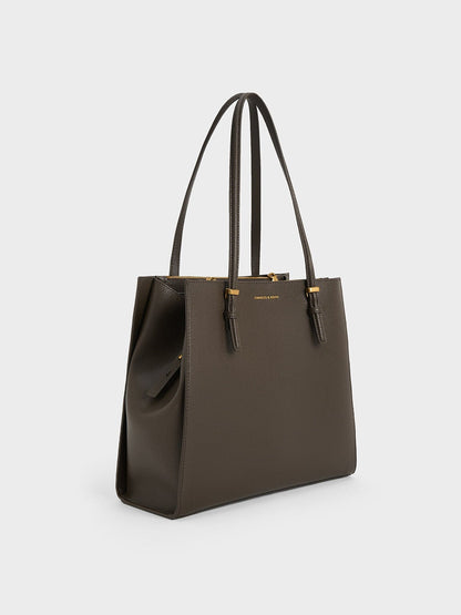 CHARLES & KEITH Classic / Sansa Tote Bag - Dark Moss