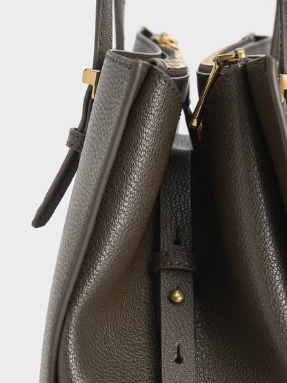 CHARLES & KEITH Classic / Sansa Tote Bag - Dark Moss