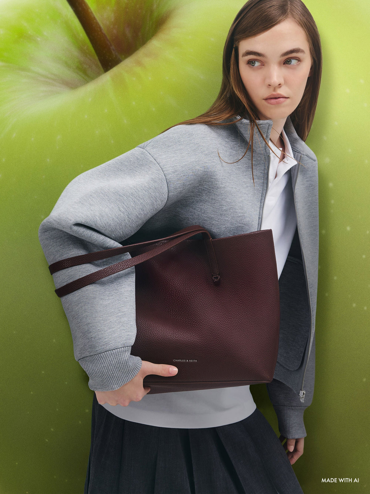 CHARLES & KEITH Smart Buy / Beryl Tote Bag - Wineberry Red