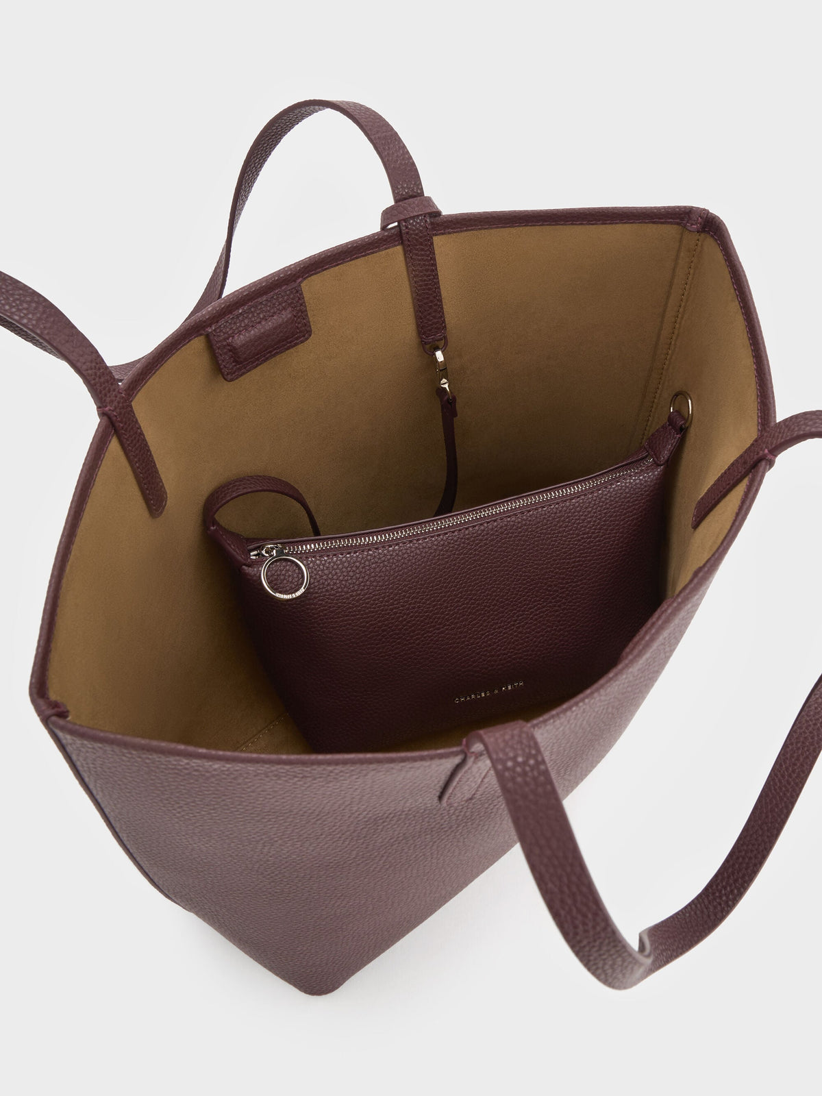 CHARLES & KEITH Smart Buy / Beryl Tote Bag - Wineberry Red