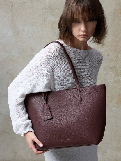 CHARLES & KEITH Smart Buy / Beryl Tote Bag - Wineberry Red
