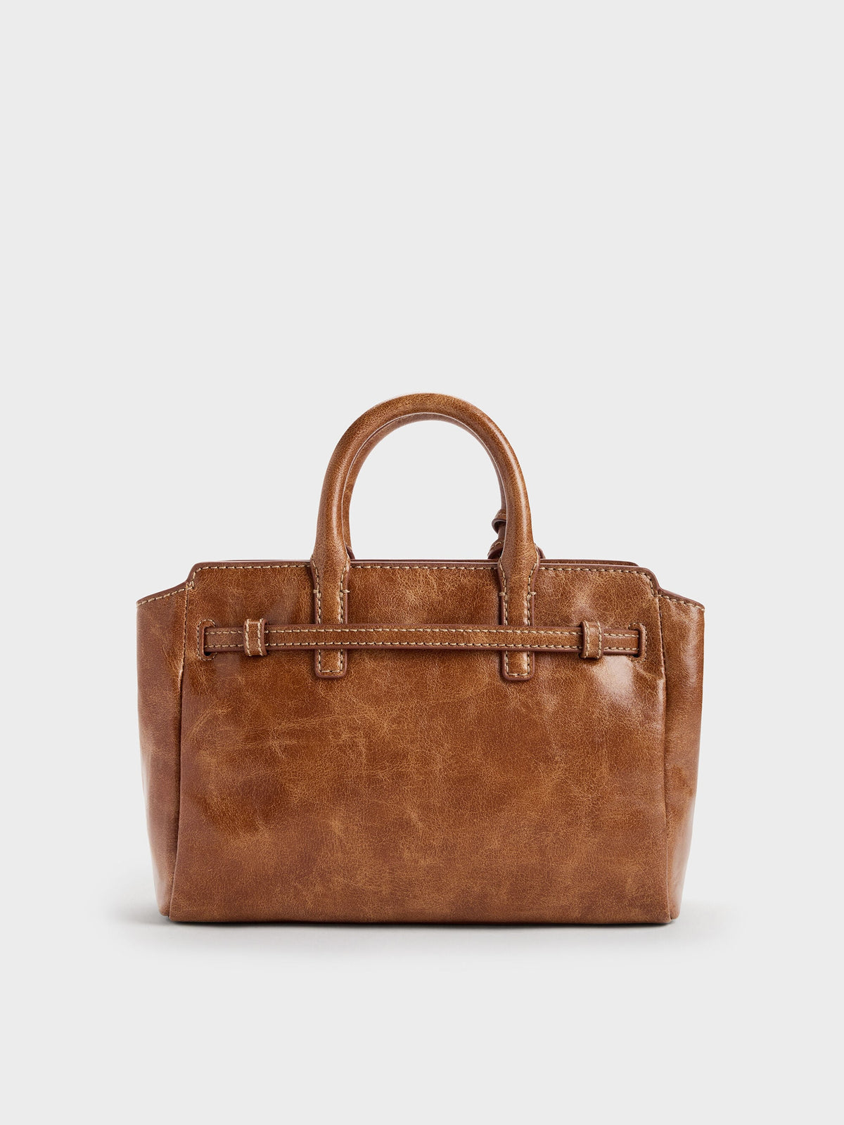 CHARLES & KEITH Premium / Mini Delfina Belted Tote Bag - Distressed Tan
