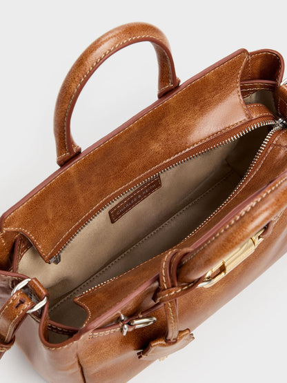 CHARLES & KEITH Premium / Mini Delfina Belted Tote Bag - Distressed Tan