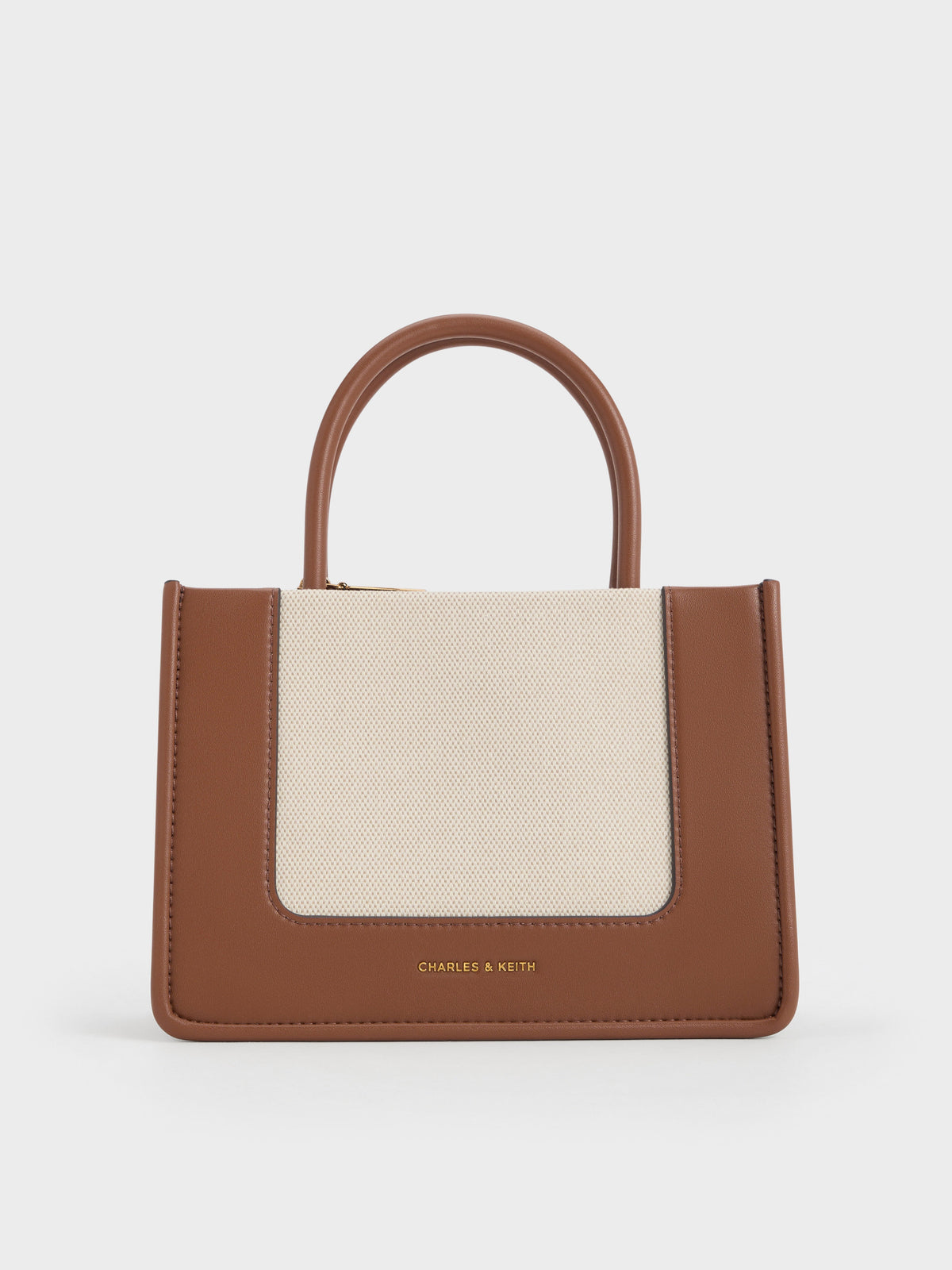 CHARLES & KEITH New / Mini Daylla Canvas Tote Bag - Tan