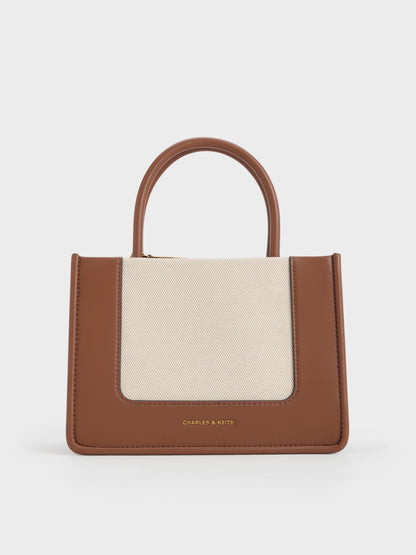 CHARLES & KEITH New / Mini Daylla Canvas Tote Bag - Tan