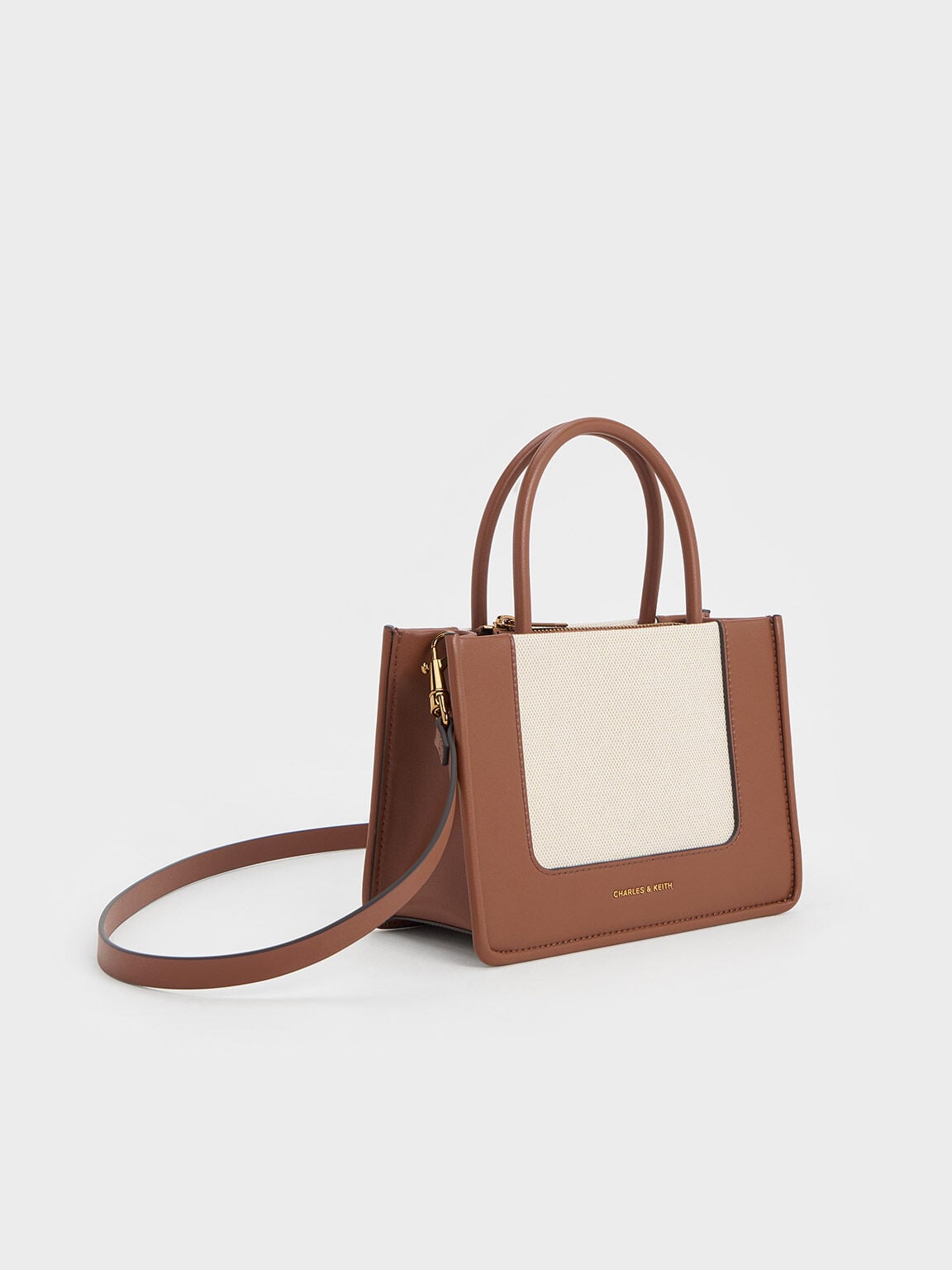 CHARLES & KEITH New / Mini Daylla Canvas Tote Bag - Tan