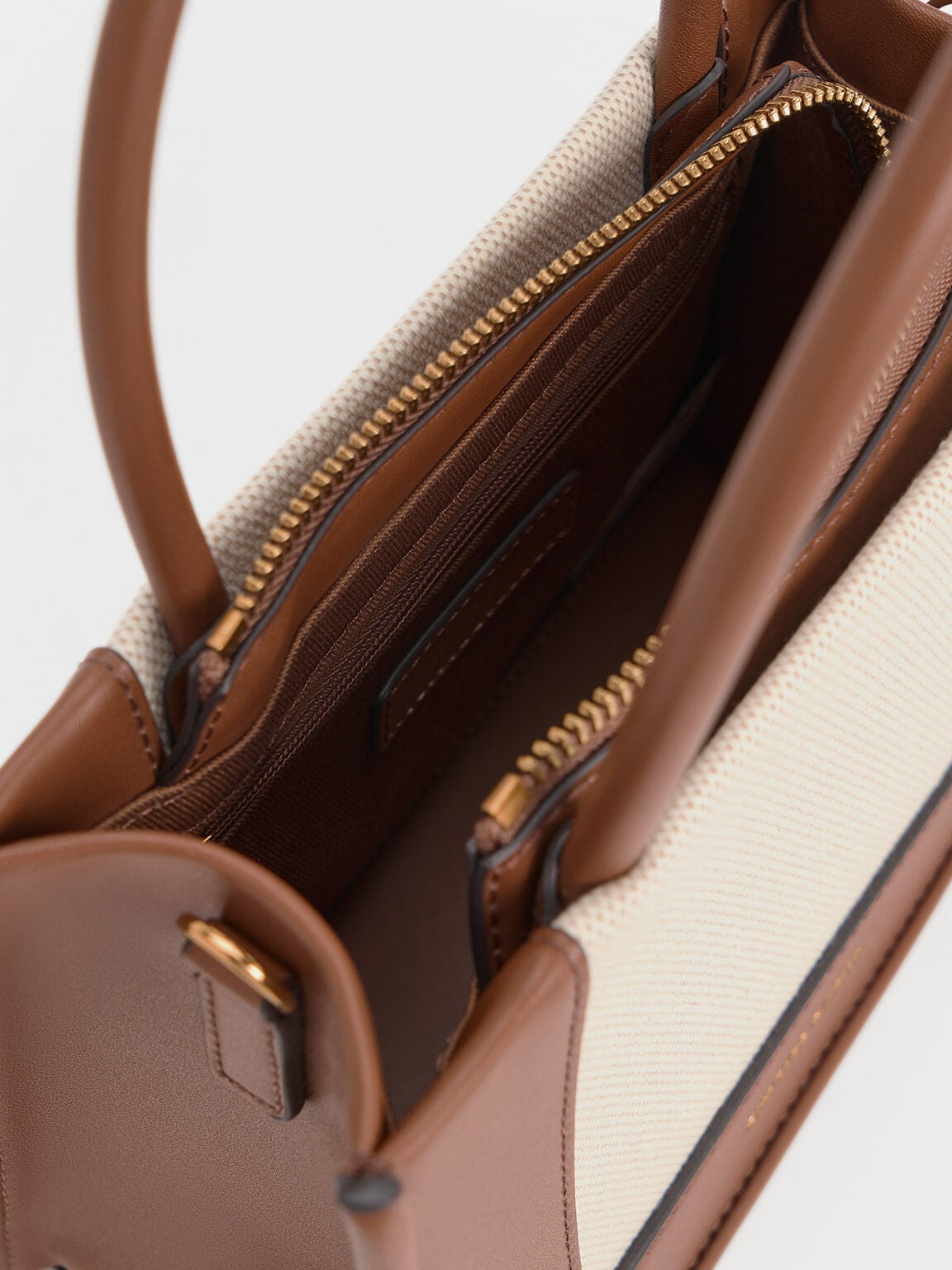 CHARLES & KEITH New / Mini Daylla Canvas Tote Bag - Tan