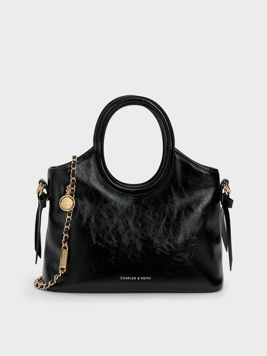 CHARLES & KEITH Premium / Mini Dalia Bow Oval-Handle Tote Bag - Black