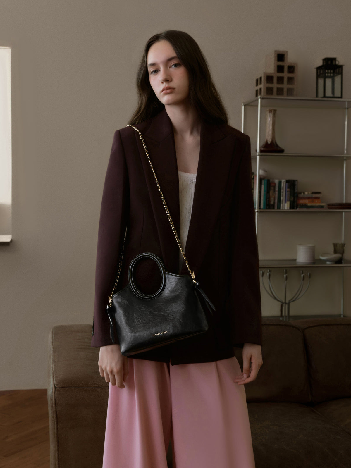 CHARLES & KEITH Premium / Mini Dalia Bow Oval-Handle Tote Bag - Black