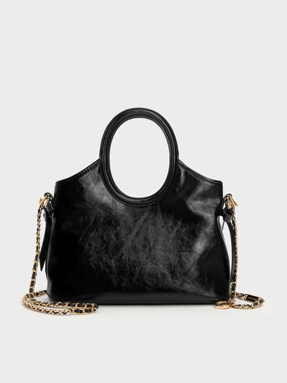 CHARLES & KEITH Premium / Mini Dalia Bow Oval-Handle Tote Bag - Black