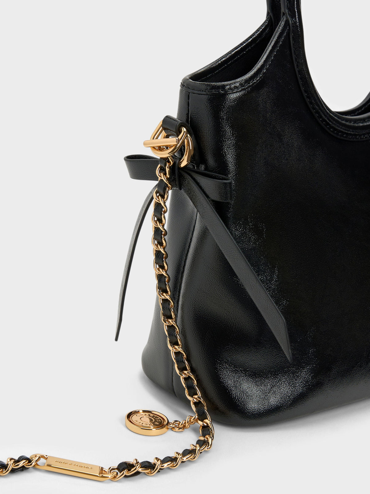 CHARLES & KEITH Premium / Mini Dalia Bow Oval-Handle Tote Bag - Black