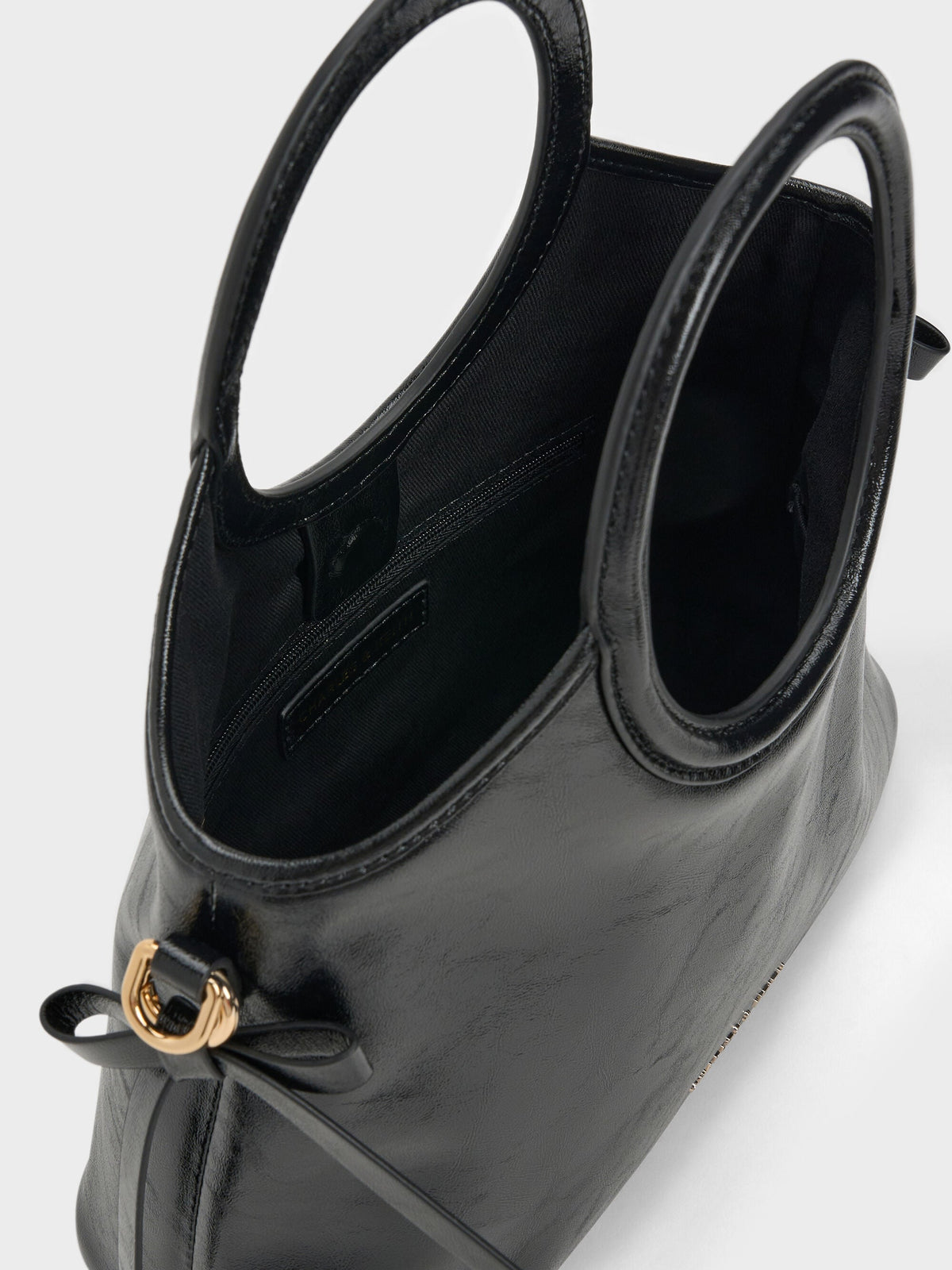 CHARLES & KEITH Premium / Mini Dalia Bow Oval-Handle Tote Bag - Black