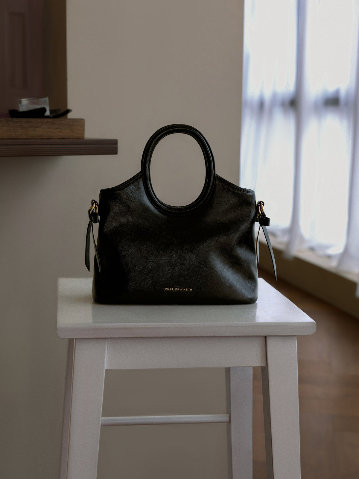 CHARLES & KEITH Premium / Mini Dalia Bow Oval-Handle Tote Bag - Black