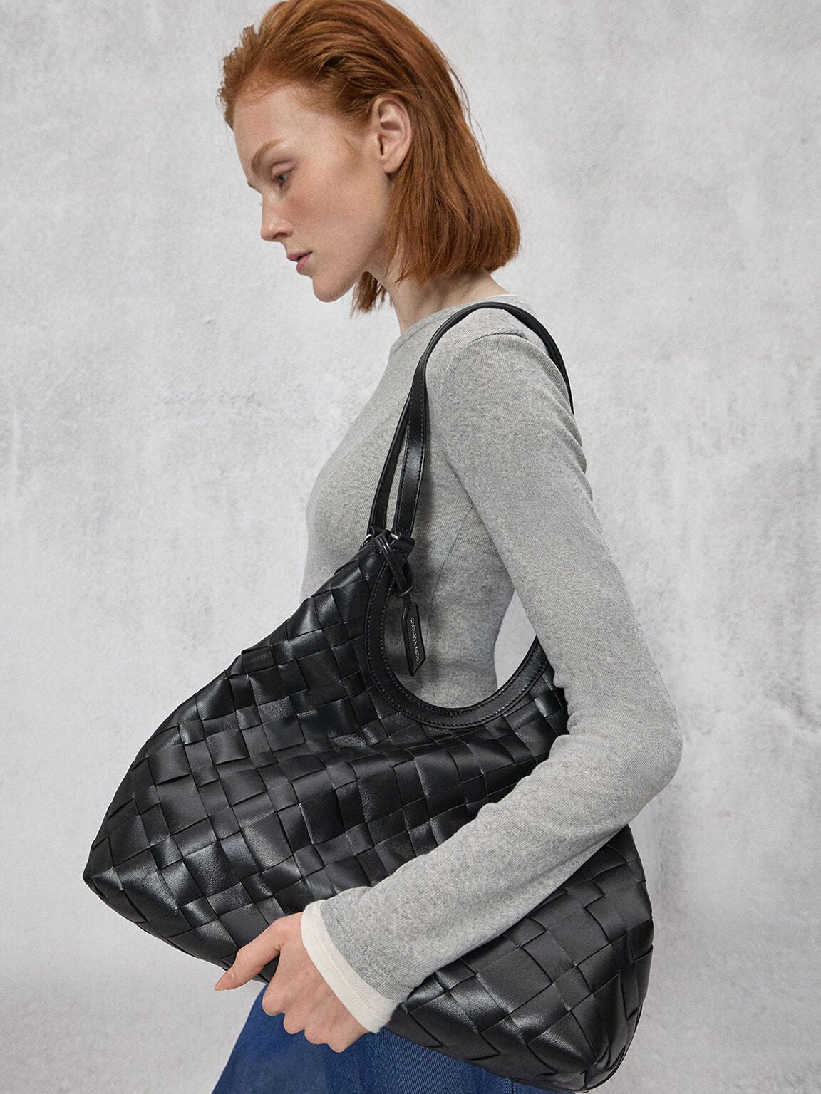 CHARLES & KEITH Exclusive / Ivette Woven Tote Bag - Noir