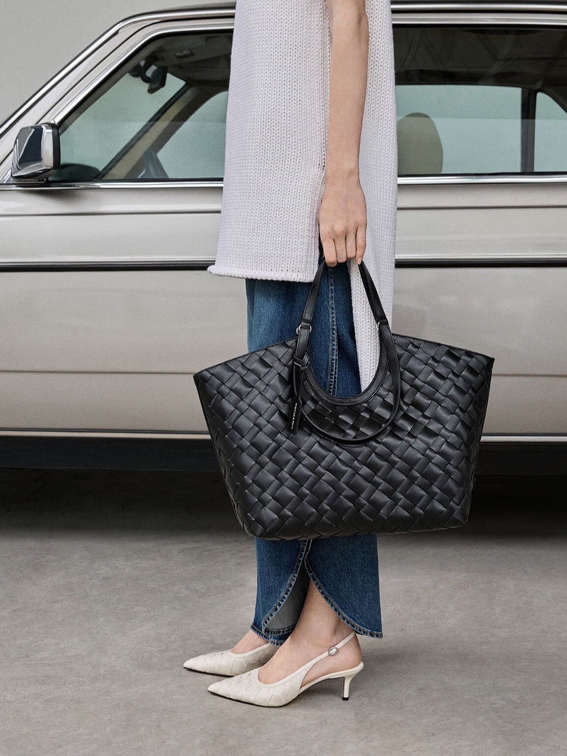 CHARLES & KEITH Exclusive / Ivette Woven Tote Bag - Noir