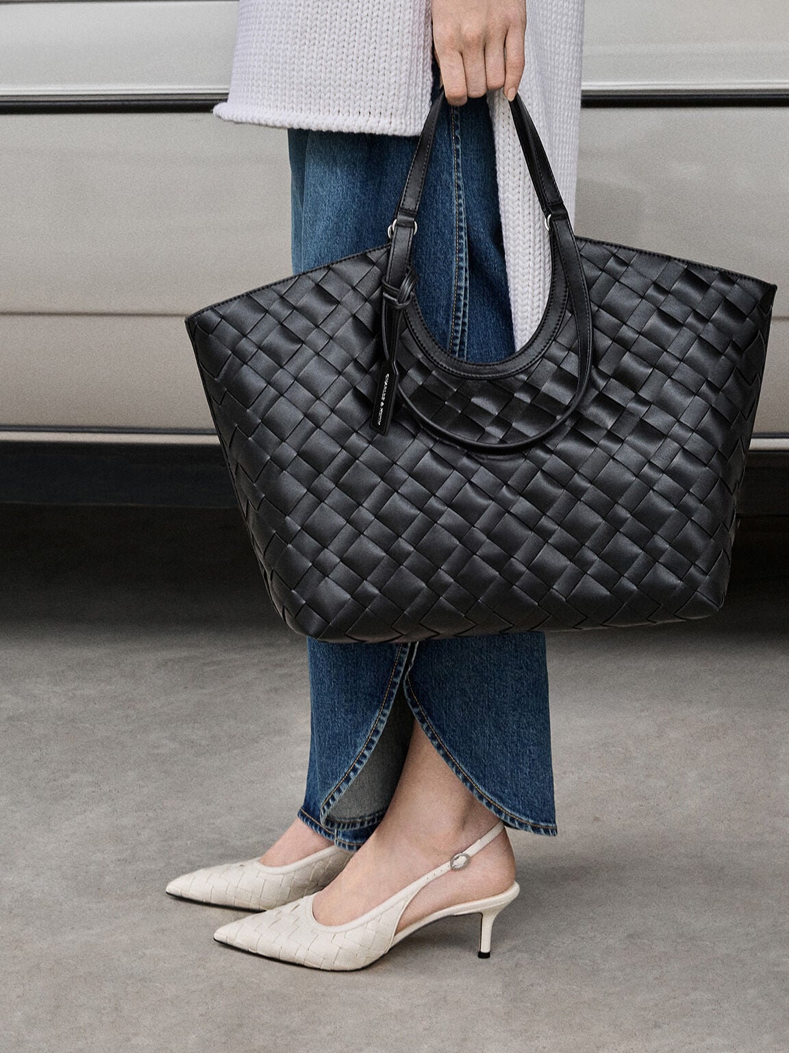 CHARLES & KEITH Exclusive / Ivette Woven Tote Bag - Noir
