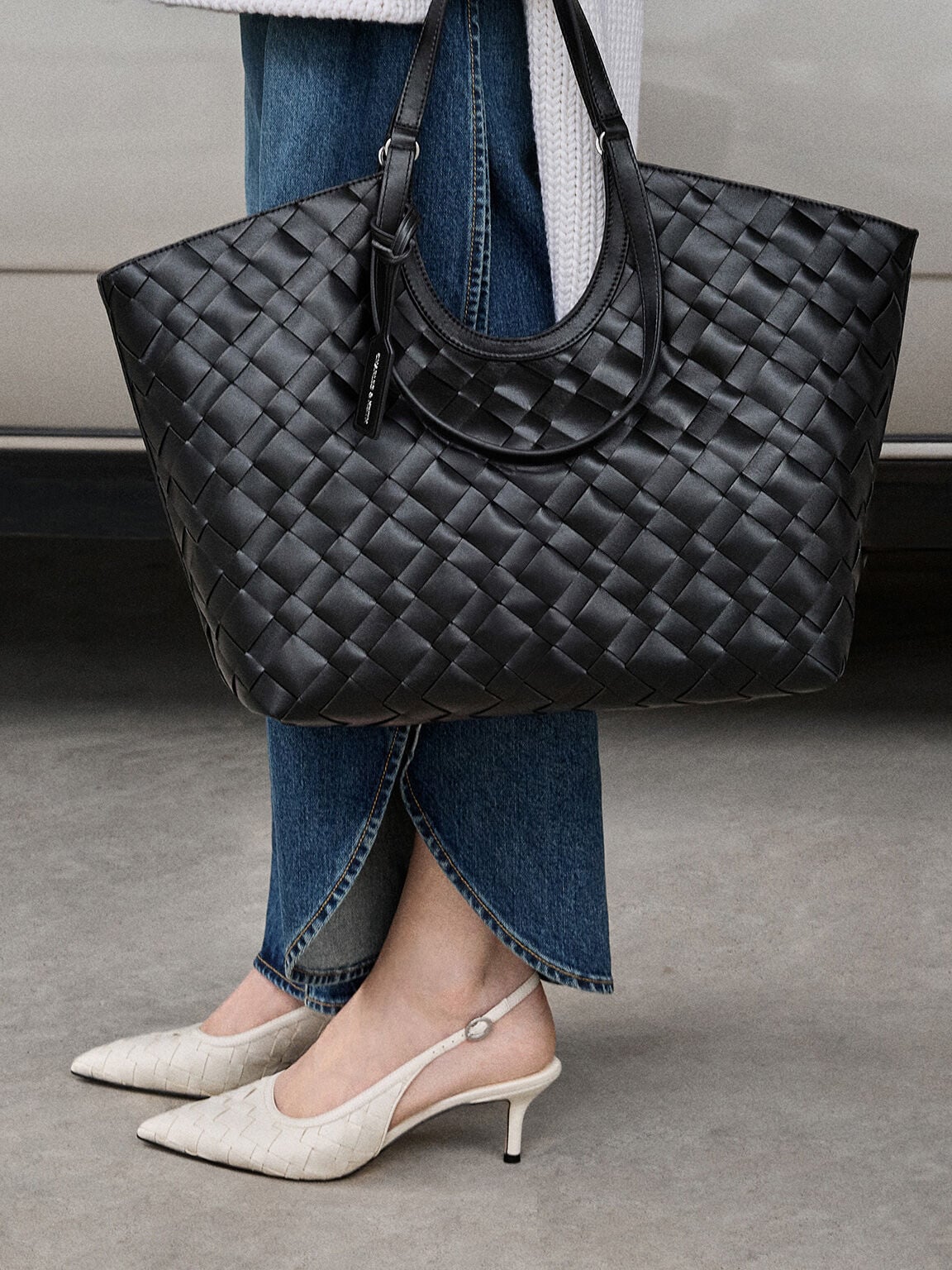 CHARLES & KEITH Exclusive / Ivette Woven Tote Bag - Noir