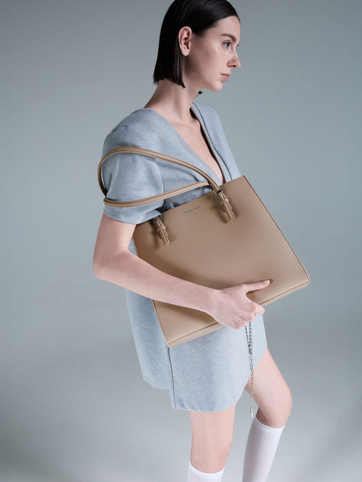 CHARLES & KEITH New / Sansa Tote Bag - Taupe