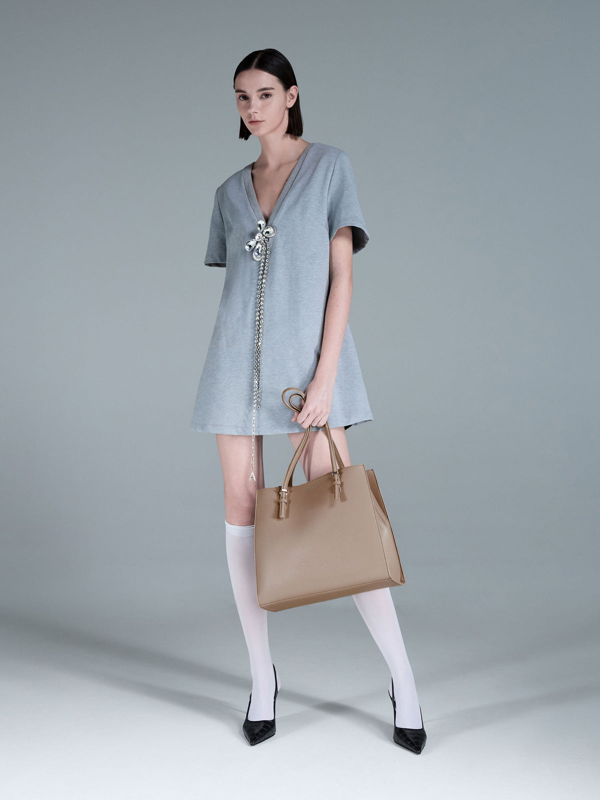 CHARLES & KEITH New / Sansa Tote Bag - Taupe