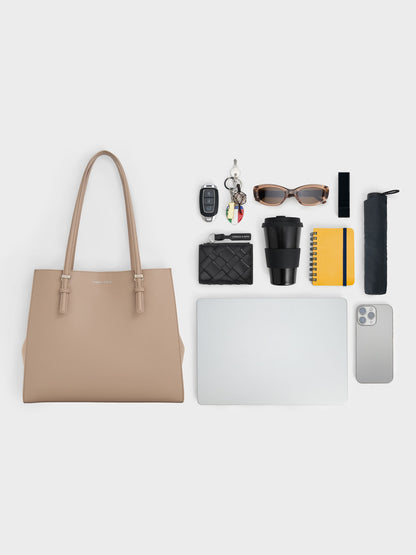 CHARLES & KEITH New / Sansa Tote Bag - Taupe