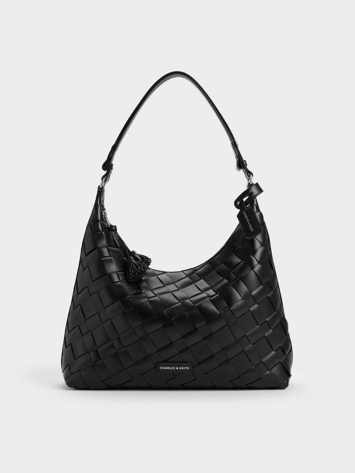 CHARLES & KEITH Quality / Ivette Woven Tassel Hobo Bag - Noir