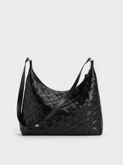 CHARLES & KEITH Quality / Ivette Woven Tassel Hobo Bag - Noir