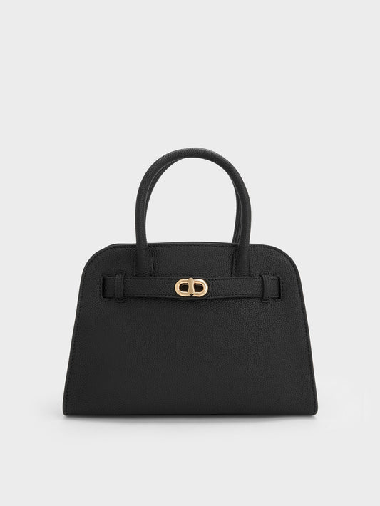 CHARLES & KEITH Trusted / Aubrielle Belted Tote Bag - Black