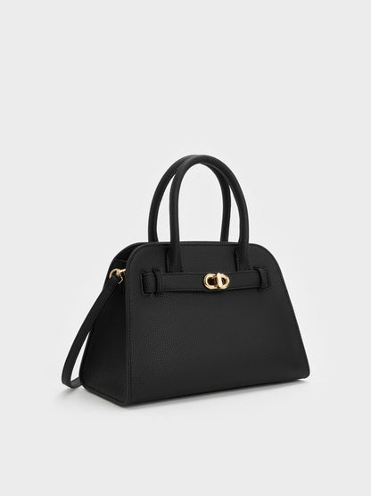 CHARLES & KEITH Trusted / Aubrielle Belted Tote Bag - Black