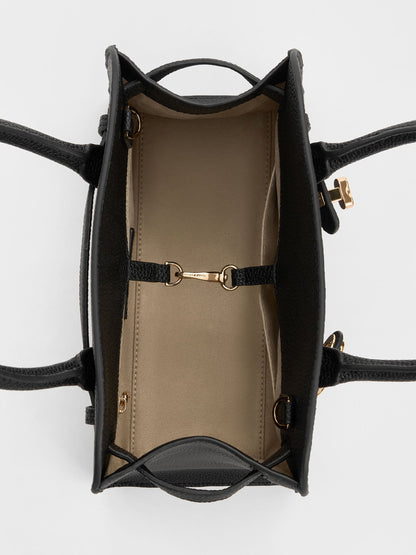 CHARLES & KEITH Trusted / Aubrielle Belted Tote Bag - Black