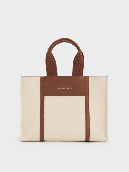 CHARLES & KEITH Recommended / Mini Shalia Canvas Tote Bag - Beige Canvas