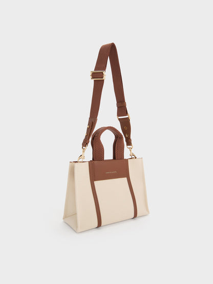CHARLES & KEITH Recommended / Mini Shalia Canvas Tote Bag - Beige Canvas