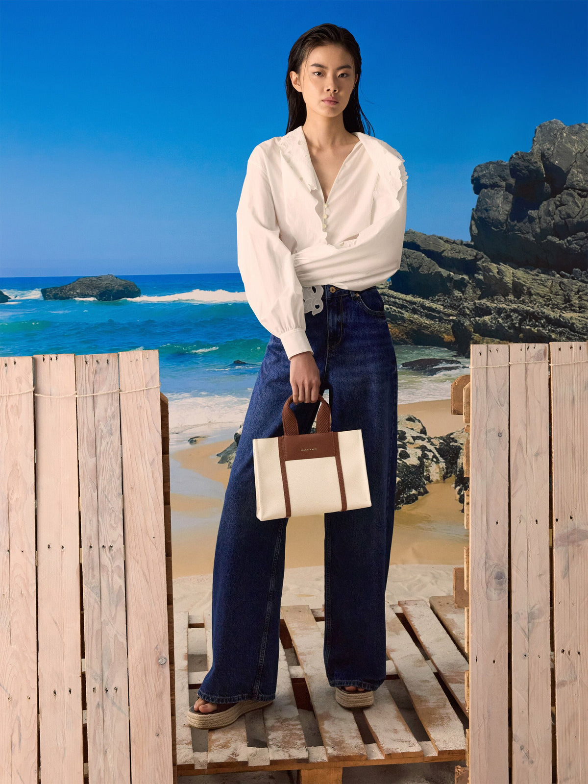 CHARLES & KEITH Recommended / Mini Shalia Canvas Tote Bag - Beige Canvas