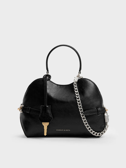 CHARLES & KEITH Customer Favorite / Delfina Chain Side-Belt Tote Bag - Noir