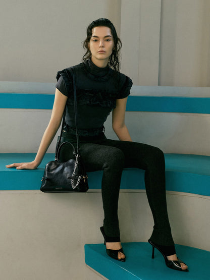 CHARLES & KEITH Customer Favorite / Delfina Chain Side-Belt Tote Bag - Noir