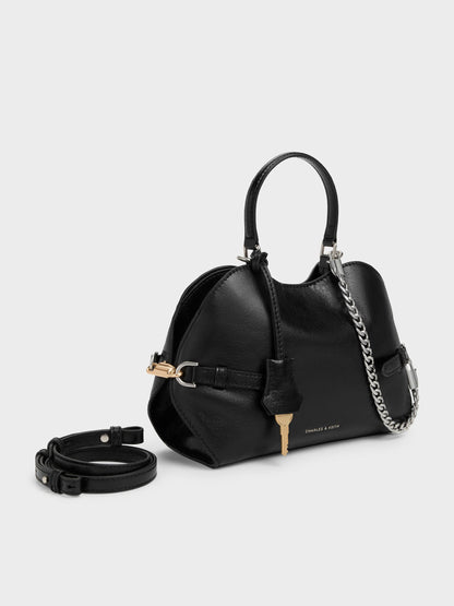 CHARLES & KEITH Customer Favorite / Delfina Chain Side-Belt Tote Bag - Noir