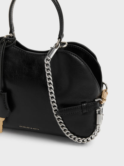 CHARLES & KEITH Customer Favorite / Delfina Chain Side-Belt Tote Bag - Noir