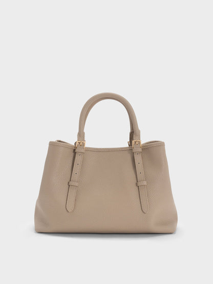 CHARLES & KEITH Discount / Baral Bead-Charm Tote Bag - Taupe