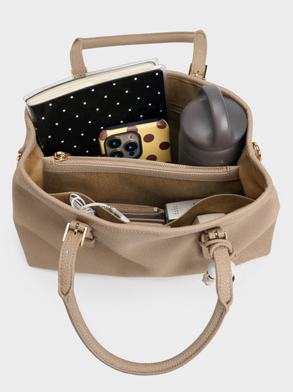 CHARLES & KEITH Discount / Baral Bead-Charm Tote Bag - Taupe